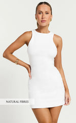 Candyce Mini Dress - Ribbed Sleeveless Bodycon Dress in White