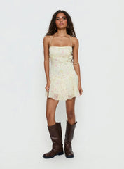 Delamere Mini Dress Yellow Floral