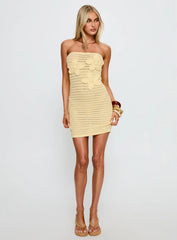 Olazia Strapless Knit Mini Dress Yellow