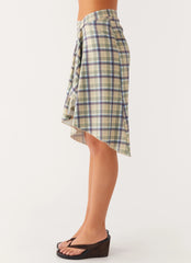 Shes A Lady Midi Skirt - Cedar Check