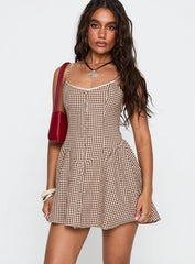 Toulouse Mini Dress Brown Gingham