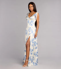 Lizzie Floral Satin A-Line Formal Dress