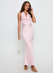 Everina Halter Lace Maxi Dress Pink