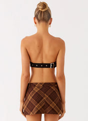 Kira Strapless Top - Plaid