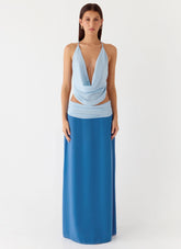 Blushing Bloom Maxi Skirt - Baby Blue