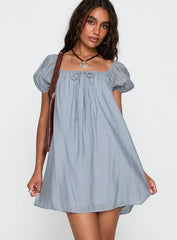 Wayfaire Smock Mini Dress Blue Stripe