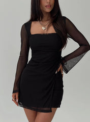 Martinez Long Sleeve Mini Dress Black Petite