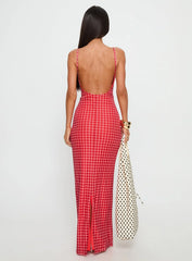 Izabella Maxi Dress Red Check