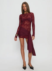 Midnight Long Sleeve Mini Dress Garnet