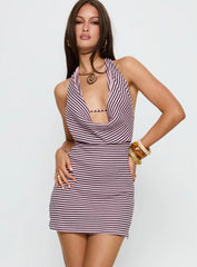 Quenna Halter Cowl Neck Mini Dress Multi Stripe