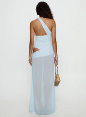 Jewelle One Shoulder Sheer Maxi Dress Blue