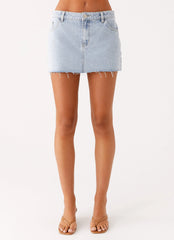 Kamen Low Rise Mini Skirt - Light Denim