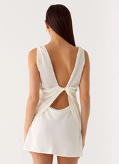 Tuscan Glow Chiffon Mini Dress - Ivory