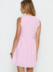 Akacia Babydoll Mini Dress Pink Stripe