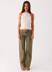 Jaiden Low Rise Denim Jeans - Brown Sand Wash