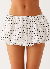 Heather Mini Skort - White Black Polka Dot