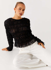 Bella Long Sleeve Top - Black