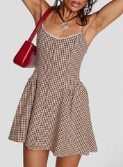Toulouse Mini Dress Brown Gingham