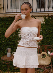 Moroder Low Rise Lace Mini Skirt - Cream