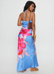 Caliyah Halter Maxi Dress Blue Floral