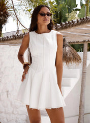 Composure Pleat Mini Dress White Petite