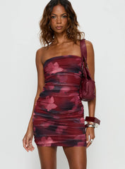 Sabato Strapless Mini Dress Red Floral