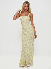 Gardens Of Babylon Lace Maxi Dress Lemon Floral