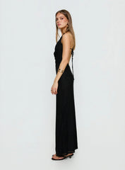 Jordina Lace Halter Maxi Dress Black