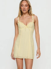 Nadean Anglaise Frill Mini Dress Lemon