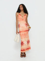 Jazina Keyhole Maxi Dress Orange Multi