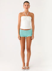 Idalia Beaded Crochet Shorts - Blue