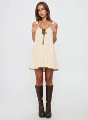 All My Loving Contrast Babydoll Mini Dress Cream