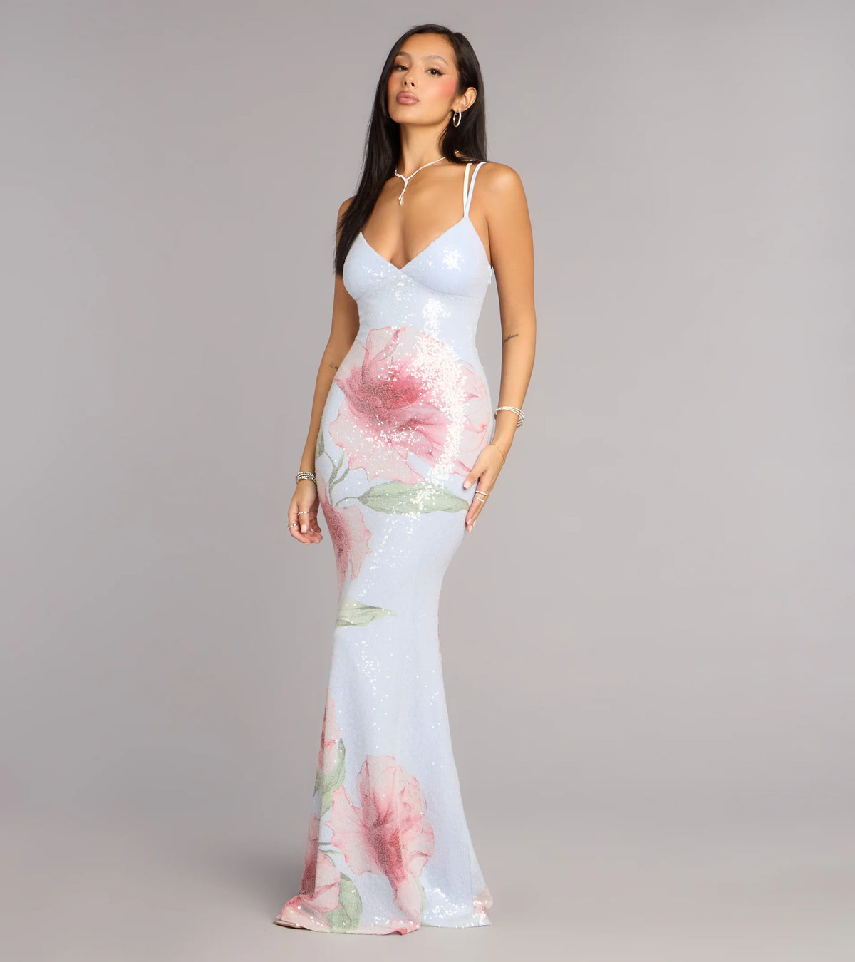 Chance Floral Sequin Mermaid Formal Dress