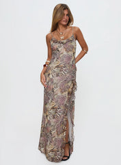 Sympathize Frill Split Maxi Dress Multi