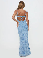 Courtyards Maxi Dress Blue Burnout