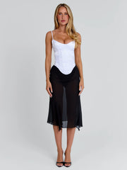 KAILEN MIDI DRESS WHITE BLACK