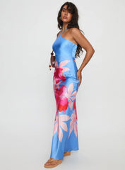 Caliyah Halter Maxi Dress Blue Floral