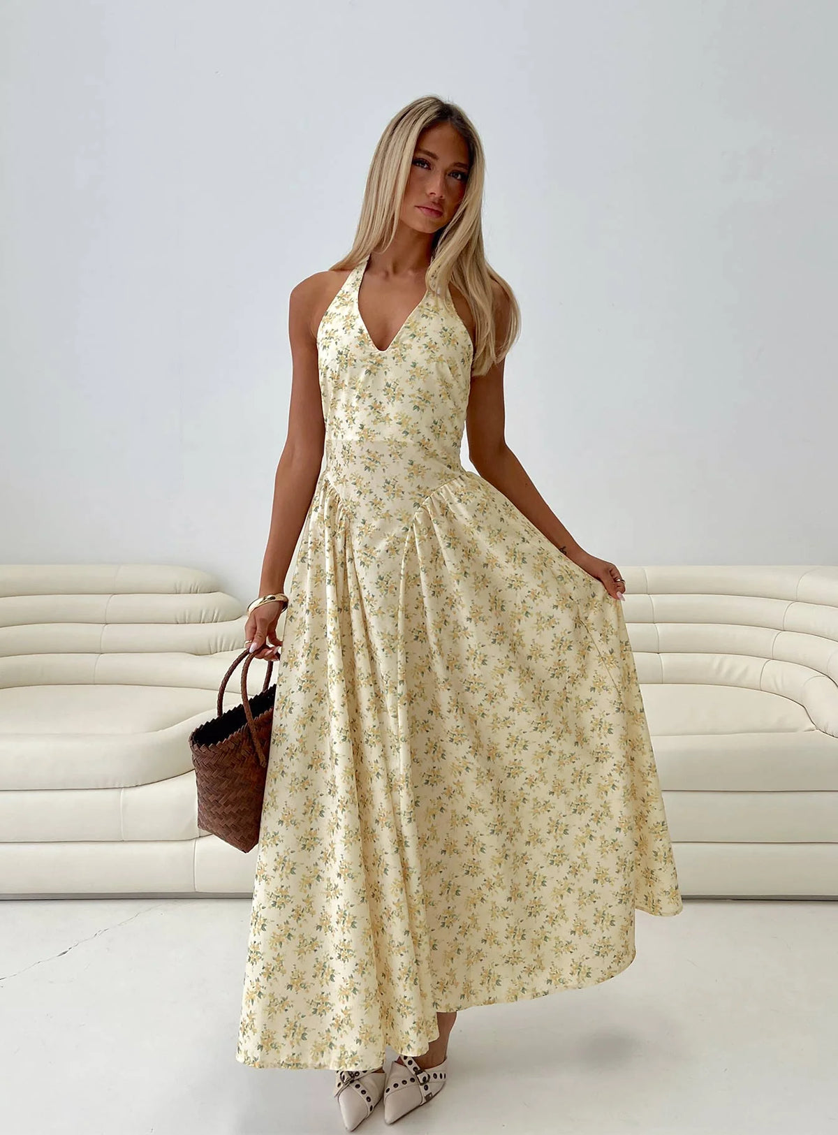 Monte Carlo Halter Maxi Dress Yellow