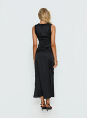 Kasalie Lace Trim Maxi Dress Black
