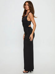 Yakira Halter Cut Out Maxi Dress Black